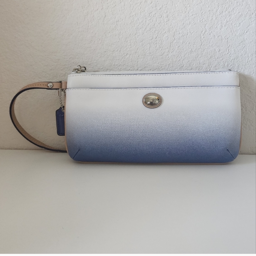 Coach Peyton Blue Ombré Clutch Purse Wristlet Wallet